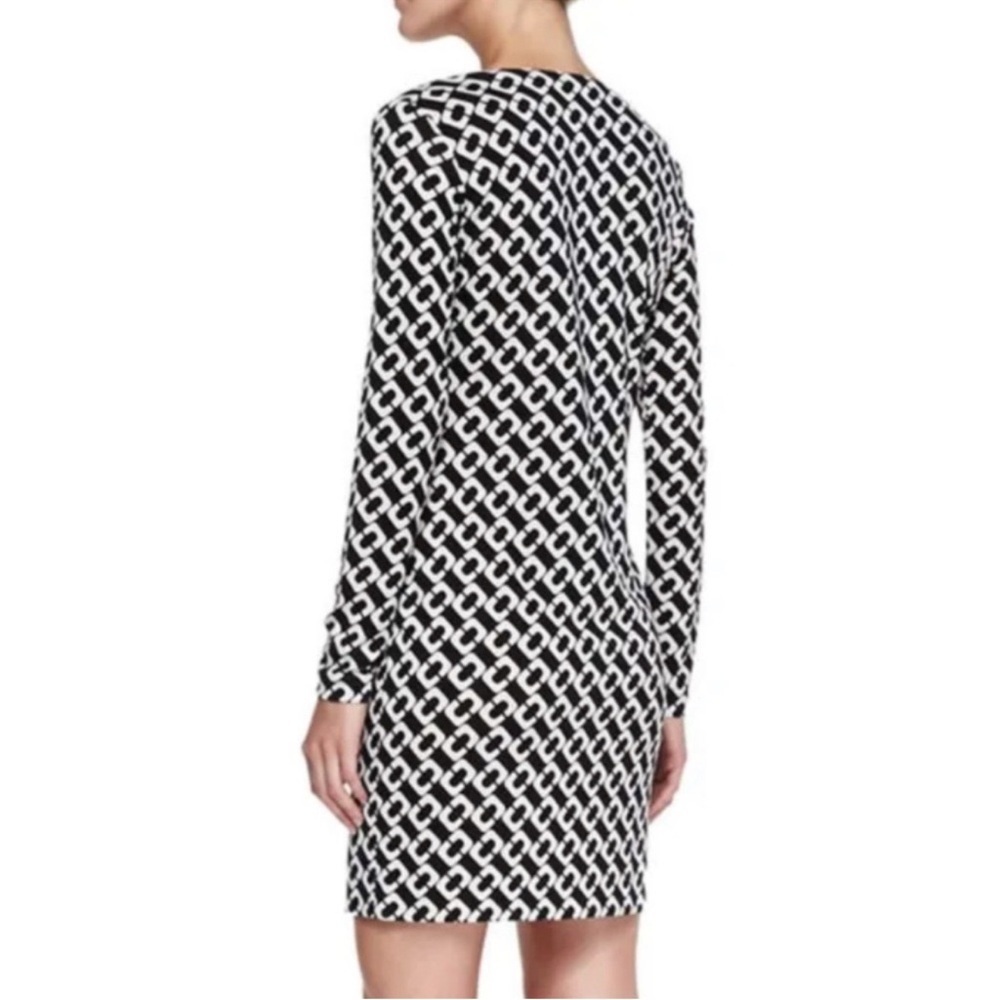 DVF Diane Von Furstenberg Dress Size 4 Black White Chain Link Silk - Picture 16 of 16